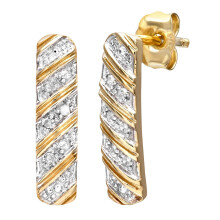 Jewelco London 9ct Yellow Gold Round 5pts Diamond Stick Drop Earrings - PE0AXL3137Y