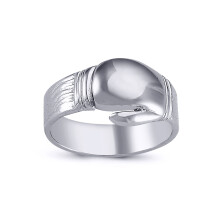 (X) Jewelco London Mens Rhodium Plated Sterling Silver Boxing Glove Charm Ring 12mm - ARN094