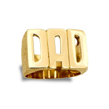 (U) Jewelco London Men's Solid 9ct Yellow Gold Barked Sides DAD Ring - JRN504