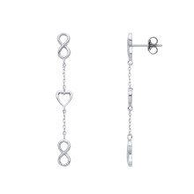 Jewelco London Ladies Rhodium Plated Sterling Silver Love Heart Infinity Figure 8 Chain Link Drop Earrings - EAG1208