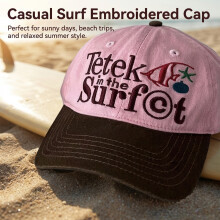 (Pink Block Cap) Vintage Embroidery Baseball Cap - UV Protection