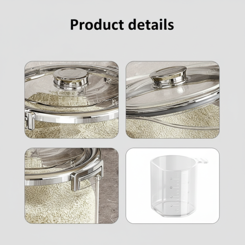 (Transparent silver s, Individual Package) Sealed Rice Container - Moisture & Insect Proof 1