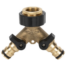 1PC 3/4In 4-Way Brass Plastic Garden Hose Splitter Y-Type Watering Connector Distributor for Outdoor Tap Faucet Adapter