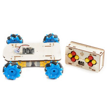 DIY Wooden Remote Control Car Science Experiment Physical Model DIY Remote Control MCNA -Wheel Car for Kids Gifts