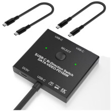 Bi-Directional USB C Switcher 100W Charging+10Gbps Data+8K Video Transfer 1x2/2x1 KVM for 2 Laptops Monitor