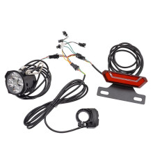 Bicycle Headlight and Tail Light Set Ebike Turn Signals Front and Back Light Electric Bike Light Horn with 24-48V
