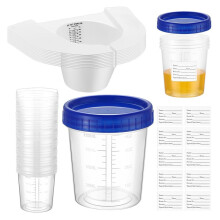 30 Pcs Urine Collection Hats for Toilet Sets Including 10 Urine Collector, 10 Sample Cup Containers, 10 Stickers