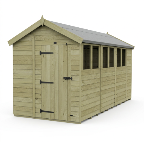 6 x 14 Apex Shed Tanalised (Single Door, With Windows) 1