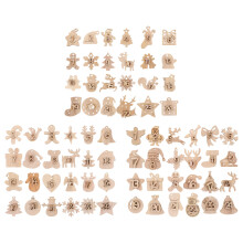 72Stk Hängende Holz Adventskalenderzahlen Weihnachtsbaumschmuck
