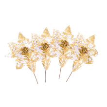 4Stk Kreative Weihnachtsblumen Gold Für