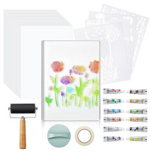 5x7 Gel Printing Plate Kit - with Acrylic Paint, Papers& Tools for Mixed Media Art, Card Making - Beginner & Art Class