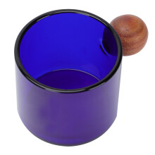 1Stk Blue Glass Cup Mit Holzgriff, Hitzebeständig Und Langlebig