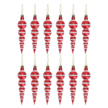 12Stk Rote Kunststoff-Gourd Anhänger Für Weihnachtsbaumdeko