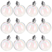 12Stk Christbaumkugeln Kunststoff Transparent Feierliche Anhänger