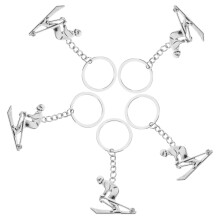 5Stk Stylische Ski Athlet Schlüsselringe Silber Für Schlüssel