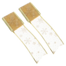 2Stk Glitzerndes Goldenes Geschenkband Drahtförmig Weihnachtsdeko