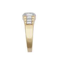 (I) Jewelco London Kids 9ct 2-Colour Gold White CZ Fluted Sunburst Bezel Watch Strap Cluster Solitaire Ring - JBR034