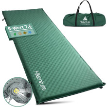 Esterilla Autoinflable de Camping de Espuma 192x72x5 cm Verde Oscuro — colchoneta senderismo, aislante termico montaña