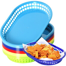 Set de 15 Cestas de Plástico Resistentes para Comida Rápida 22x14x3.5cm — bandejas para servir, recipientes para snacks