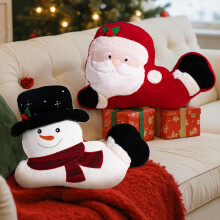Cojines Navideños Papá Noel y Muñeco de Nieve Decorativos de Peluche Set de 2 — decoracion hogar navidad