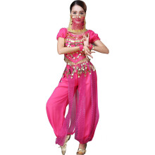 Disfraz para Mujeres de Danza del Vientre Conjunto de 5 Piezas Talla Única Rosa — traje baile oriental, ropa danza arabe