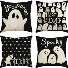 Juego de 4 Fundas Decorativas de Halloween Polka Dot 45x45 cm — cojines salon, decoracion hogar otoño