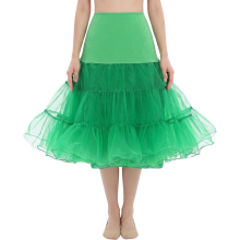 Jupe en tulle pour femme Petticoat de type cancan Années 50 Vintage Élégante Verte L — jupe rockabilly