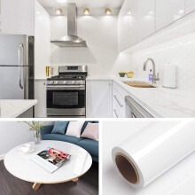 Papel adhesivo para muebles de vinilo autoadhesivo Brillante Blanco 40x1000 cm — vinilo decorativo cocina