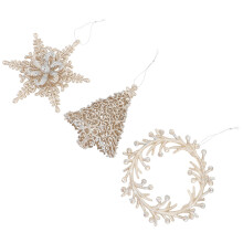3Stk Weihnachtsbaumschmuck Glitzer Anhänger Gold DIY