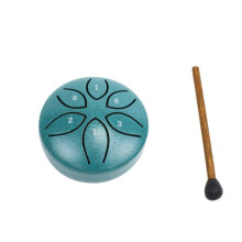 3 Inch 6 Tone Steel Tongue Drum Hand Pan Drums with Drumsticks Percussion Musical Instruments Drum Dark Green