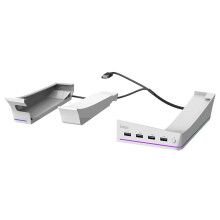Ipega for PS5 SLIM Console Horizontal Storage Stand Portable with 4 USB RGB Colorful Lights Flat Stand,White