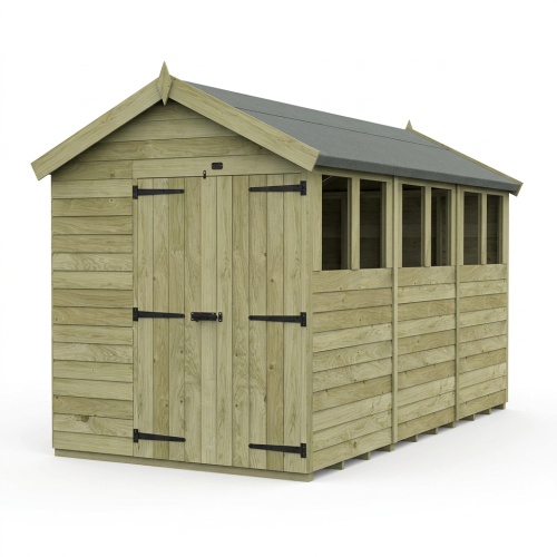7 x 12 Apex Shed Tanalised (Double Door, With Windows) 1