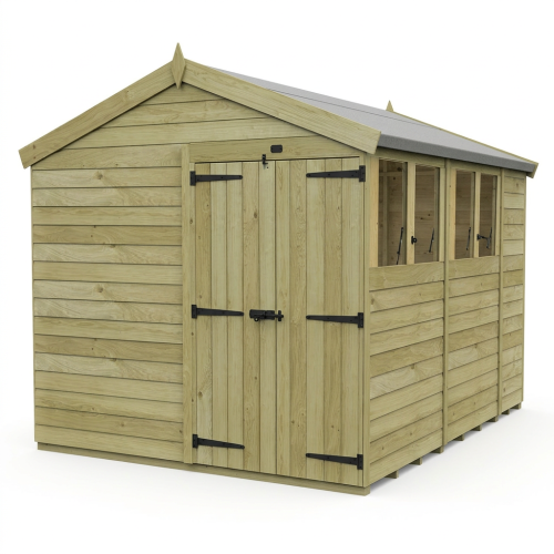 8 x 11 Apex Shed Tanalised (Double Door, With Windows) 1
