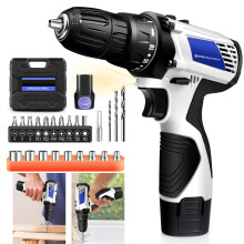 Cordless Combi Drill, 45Nm Electric Screwdriver Set with 18+1 Torque Setting,23PCS Accessories, LED Work Light, Home and Garden DIY Project Kit