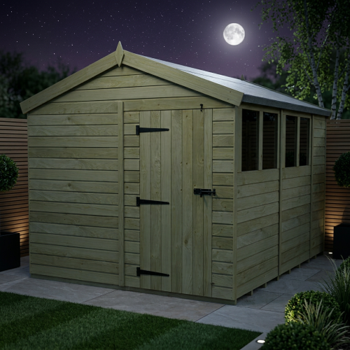8 x 11 Apex Shed Tanalised (Single Door, With Windows) 2