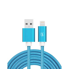 Câble USB vers Lightning, 2,4 A, 2 m, nylon - Bleu