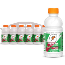 Gatorade Lower Sugar Sports Drink, Glacier Cherry, 12 oz Bottles, (12 Pack) |75% Less Sugar, No Artificial Flavors,Electrolyte Sports Drink, Hydration