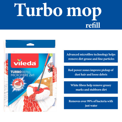 Vileda Vileda Turbo 2in1 Microfibre Mop Refill Head 1
