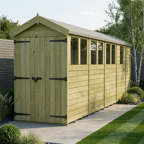 4 x 17 Apex Shed Tanalised (Double Door, With Windows)
