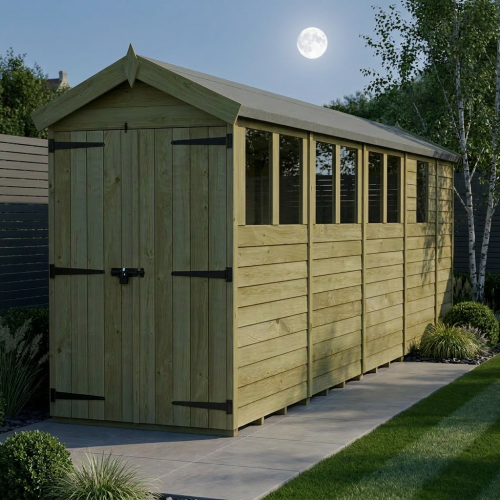 4 x 17 Apex Shed Tanalised (Double Door, With Windows) 2