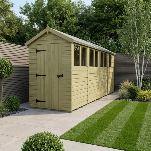 4 x 17 Apex Shed Tanalised (Single Door, With Windows)