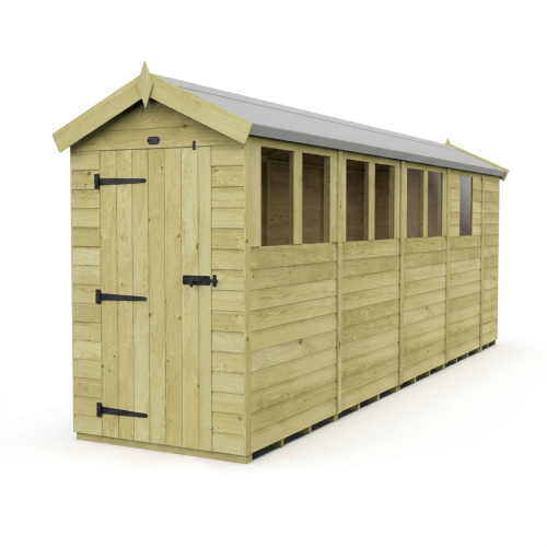 4 x 17 Apex Shed Tanalised (Single Door, With Windows) 1