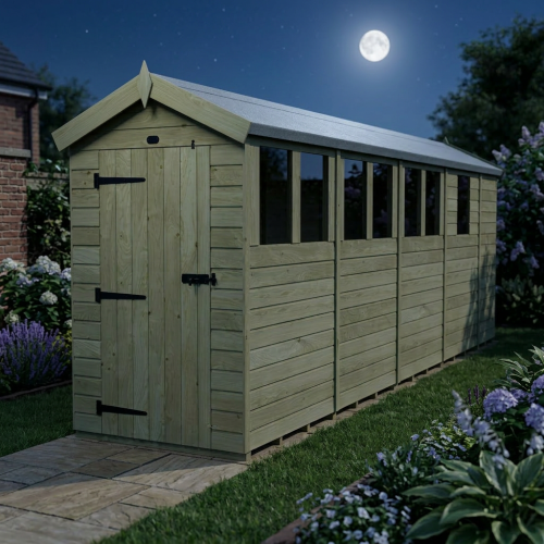 4 x 17 Apex Shed Tanalised (Single Door, With Windows) 2
