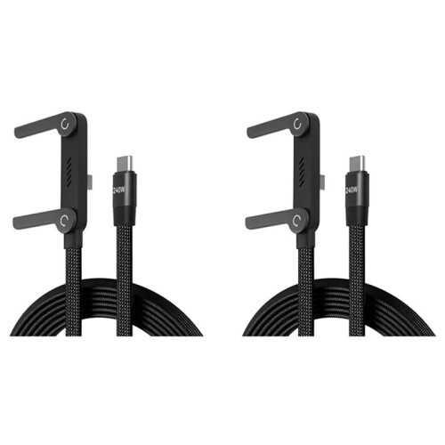 2X 240W Fast Charging Foldable Bracket Data Cable Type-C to Type-C PD Data Wire with Adjustable Phone Tablet Stand