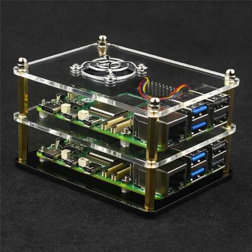 Suitable for Raspberry Pi 5 Multi-Layer Acrylic Shell Transparent Material Protective Shell with Cooling Fan 1