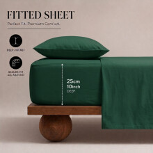 (Emerald Green, Single (90 x 191 cm)) Extra Deep 25cm Fitted Sheet Bed Sheets Single Double King Super King Size