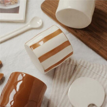 Vintage Ceramic Stripe Seasoning Jar with Spoon Meter Kitchen Supplies Exquisite Storage Box Chili Spice Food 3pcs
