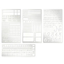 4 Pcs Metal Planner Stencil Journal Engraving Small Letter Stencils for Journaling, Bookmarks, Rulers, Planners,