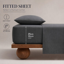(Charcoal, King (152 x 200 cm)) Extra Deep 25cm Fitted Sheet Bed Sheets Single Double King Super King Size