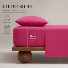 (Pink, King (152 x 200 cm)) Extra Deep 25cm Fitted Sheet Bed Sheets Single Double King Super King Size